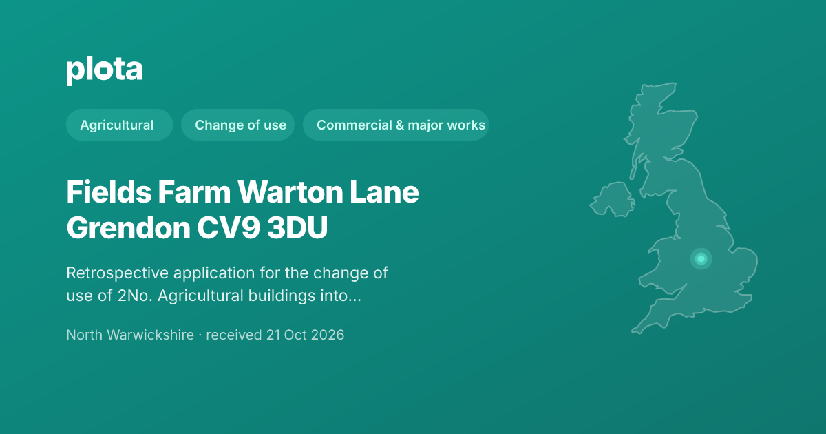 Fields Farm Warton Lane Grendon Planning Application | Plota